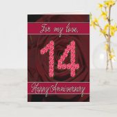 14e verjaardagskaart met rozen en bladeren kaart (Gele Bloem)