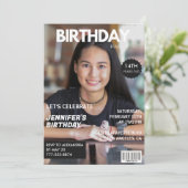14e verjaardagsuitnodiging Girl Magazine Hoesje Kaart (Staand voorkant)