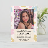 14e verjaardagsuitnodiging Retro Groovy Flowers Sc Kaart (Staand voorkant)