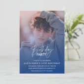 14e verjaardagsuitnodiging Verjaardagsfeest Foto j Kaart (Staand voorkant)