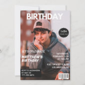 14e verjaardagsuitnodiging voor hem Magazine Hoesj Kaart (Voorkant)