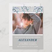 14e verjaardagsuitnodigingen Boy Confetti Photo Na Kaart (Voorkant)