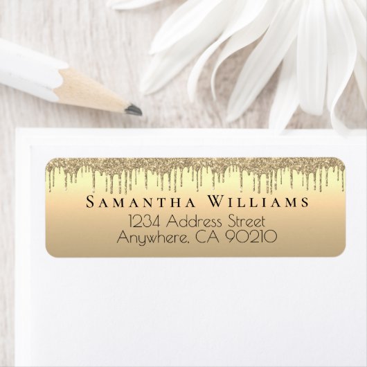 14K gouden druipende glitters retouradreslabels Etiket (Insitu)