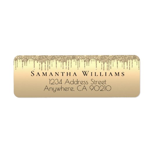 14K gouden druipende glitters retouradreslabels Etiket (Voorkant)