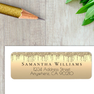 14K Gouden Druppelende Glitter Retouradreslabels Etiket