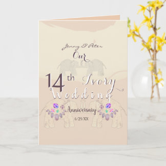 14th Anniversary Blank Folded Greeting Card Kaart