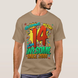 14th Birthday Comic Style Awesome Since 2009 14 Ye T-shirt
