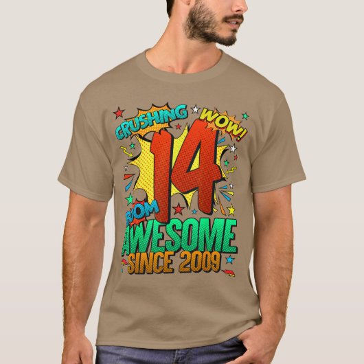 14th Birthday Comic Style Awesome Since 2009 14 Ye T-shirt (Voorkant)