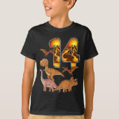 14th Birthday Dinosaur T-rex 14 Years Old Birthday T-shirt (Voorkant)