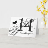 14th birthday for a granddaughter, butterfly; kaart (Gele Bloem)