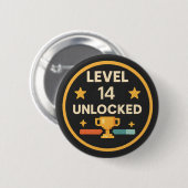 14th birthday gamer funny level unlocked pun ronde button 5,7 cm (Voorkant /achterkant)
