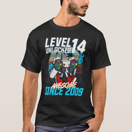 14th Birthday Gaming Level 14 Ontgrendelde Geweldi T-shirt (Voorkant)