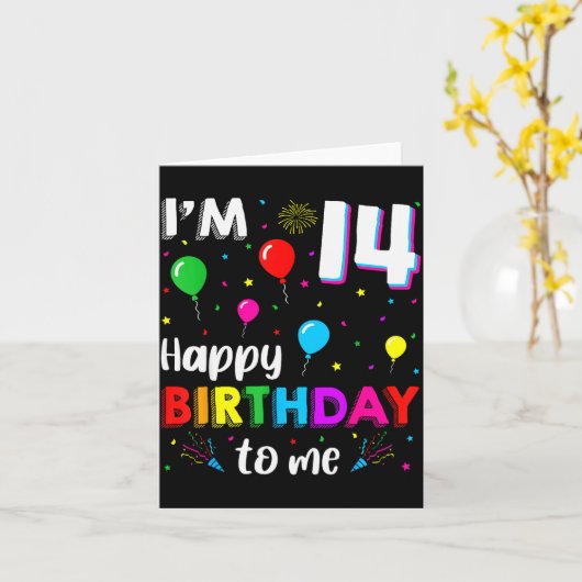 14th Birthday I'm 14 Happy Birthday To Me 14 Years Kaart (Gele Bloem)