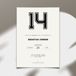 14th Birthday Invitation - Minimal Sport Style Kaart