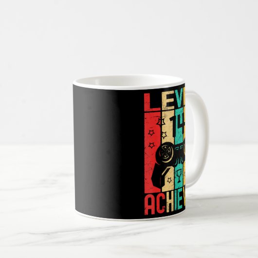 14th Birthday Level 14 Achieved Gamer Funny Birthd Koffiemok (Voorkant rechts)