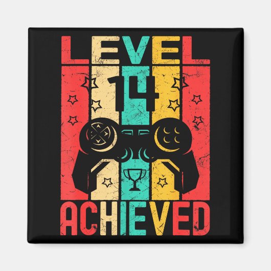 14th Birthday Level 14 Achieved Gamer Funny Birthd Magneet (Voorkant)