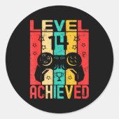 14th Birthday Level 14 Achieved Gamer Funny Birthd Ronde Sticker (Voorkant)