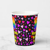 14th Birthday: Loving Hearts Pattern, Rainbow 14 Papieren Bekers (Links)