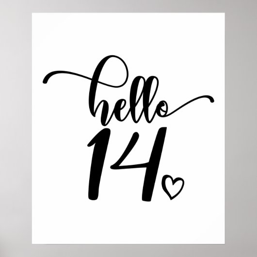 14th Birthday Women Hello 14 Cute 14 Years Old Poster (Voorkant)