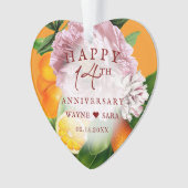 14th Flowers + Fruit Wedding Jubileum Ornament (voorkant)