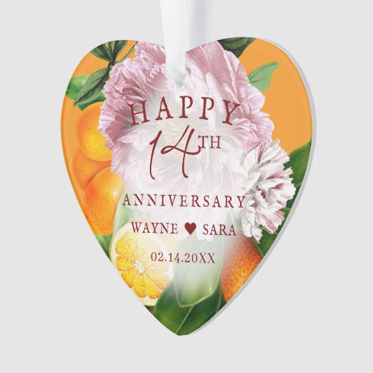 14th Flowers + Fruit Wedding Jubileum Ornament (voorkant)