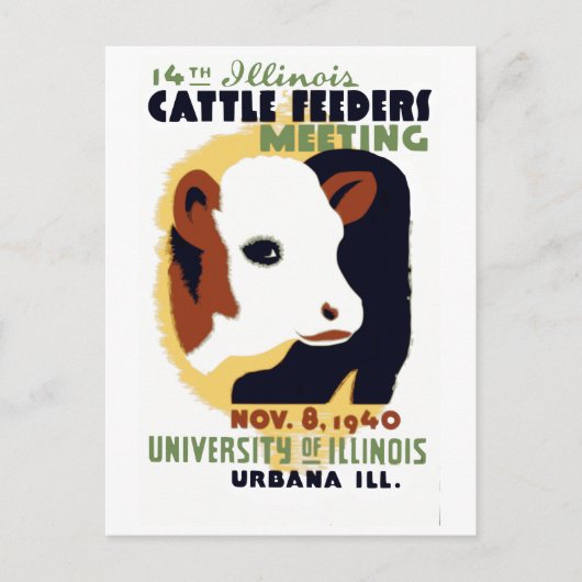  14th Illinois Cattle Feeders Meeting WPA Briefkaart (Voorkant)