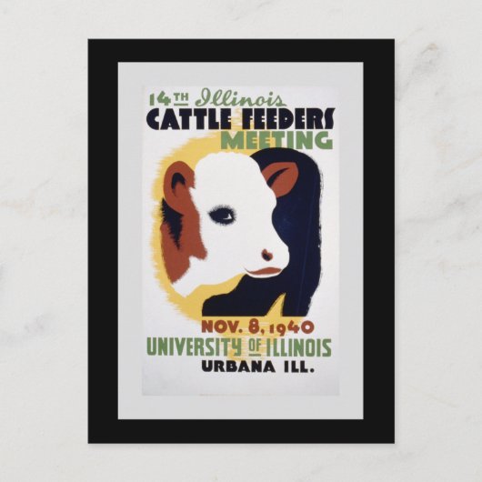"14th Illinois Cattle Feeders Meeting" WPA-Poster Briefkaart (Voorkant)