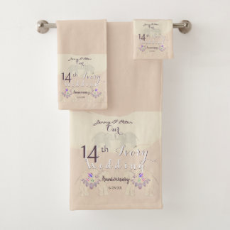 14th Ivory Anniversary Towel Bad Handdoek