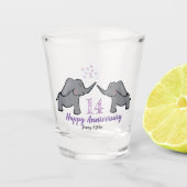 14th ivory wedding anniversary cute elephant shot glas (Voorkant)