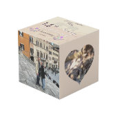 14th Ivory Wedding Anniversary Photo Cube Kubus (Voorkant hoekig)