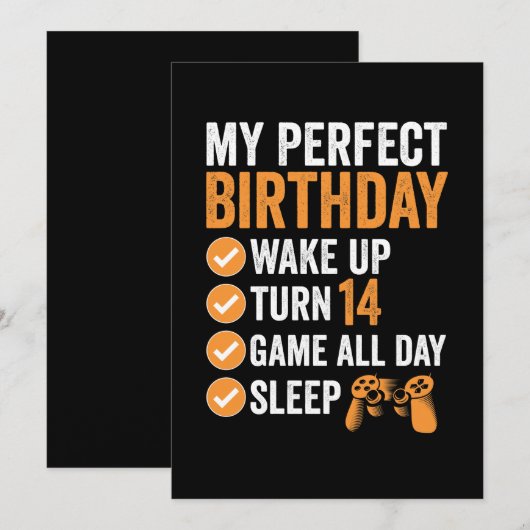 14th Turn 14 My Perfect Birthday Gaming Kaart (Voorkant / Achterkant)