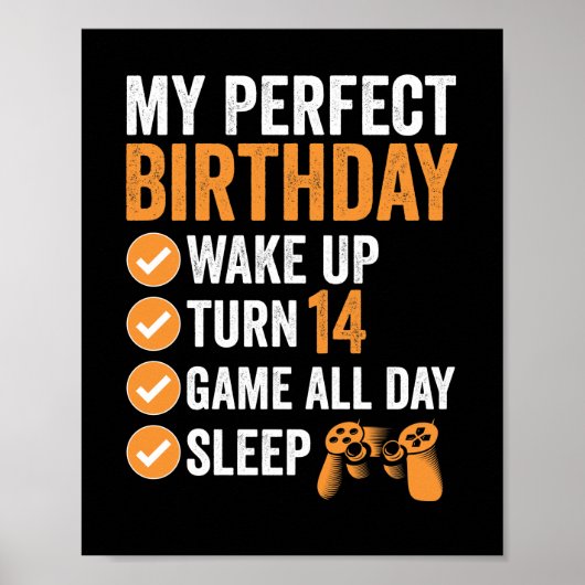 14th Turn 14 My Perfect Birthday Gaming Poster (Voorkant)