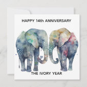 14th wedding anniversary card elephant kaart (Voorkant)