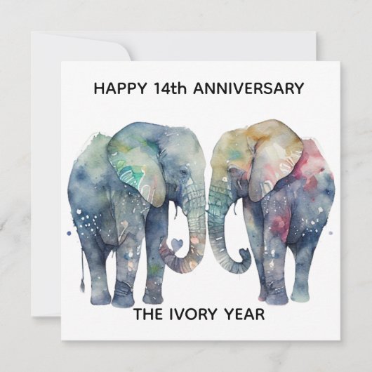 14th wedding anniversary card elephant kaart (Voorkant)