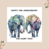 14th wedding anniversary card elephant kaart