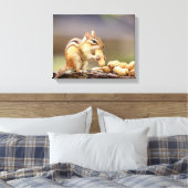 14x11 Chipmunk die een pinda eet Canvas Afdruk (Insitu (Slaapkamer))