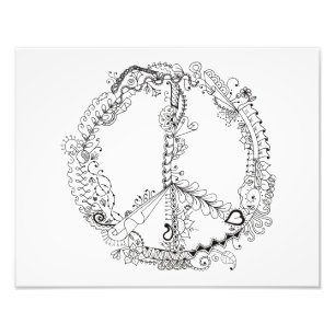 14x11 Foto van het Illustrated Artsy Peace Sign Afdruk