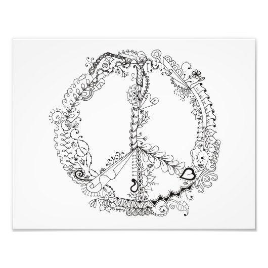 14x11 Foto van het Illustrated Artsy Peace Sign Afdruk (Voorkant)