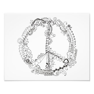 14x11 Foto van het Illustrated Artsy Peace Sign Foto Afdruk