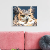 14x11 Great Horned Owl Portret Canvas Afdruk (Insitu (Woonkamer))