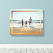 14x11 Liefde Typografie met Goud Lijst Canvas Afdruk (Insitu (Houten vloer))