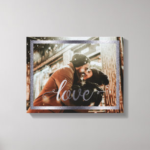 14x11 Love Typografie met Silver Lijst Canvas Afdruk