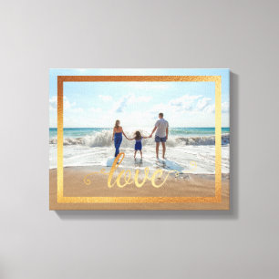 14x11 Love Typografie with Gold Lijst Canvas Afdruk
