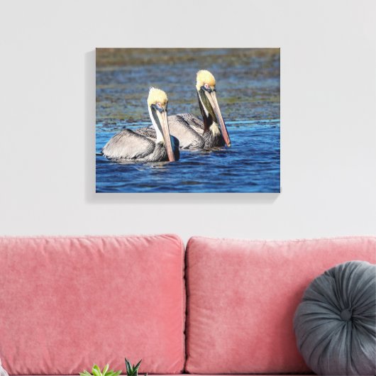 14x11 Paar Pelicans Canvas Afdruk (Insitu (Woonkamer))