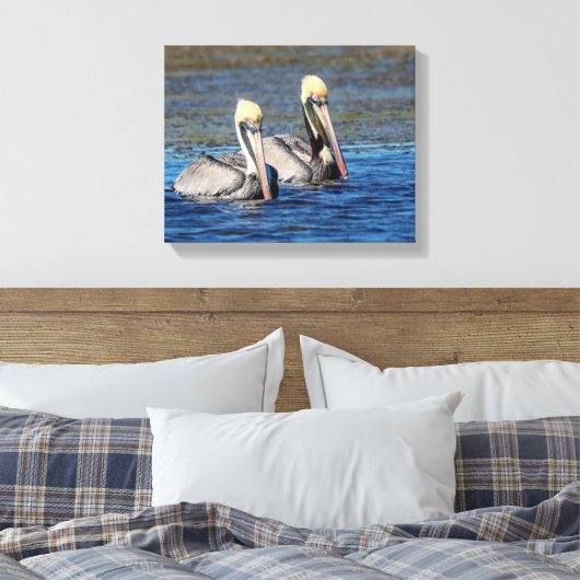 14x11 Paar Pelicans Canvas Afdruk (Insitu (Slaapkamer))