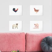 14x11 Schattigee Boerderijdieren Waterverf Dieren  Muurkunst Sets (Woonkamer)