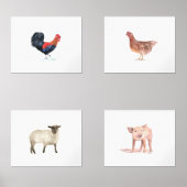 14x11 Schattigee Boerderijdieren Waterverf Dieren  Muurkunst Sets (Voorkant)