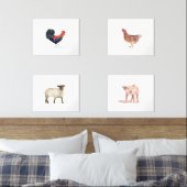 14x11 Schattigee Boerderijdieren Waterverf Dieren  Muurkunst Sets (Slaapkamer)