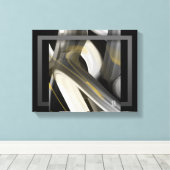 14x11" Trend Abstract Art Canvas Black White Gold (Insitu (Houten vloer))