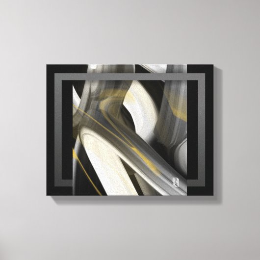 14x11" Trend Abstract Art Canvas Black White Gold (Voorkant)